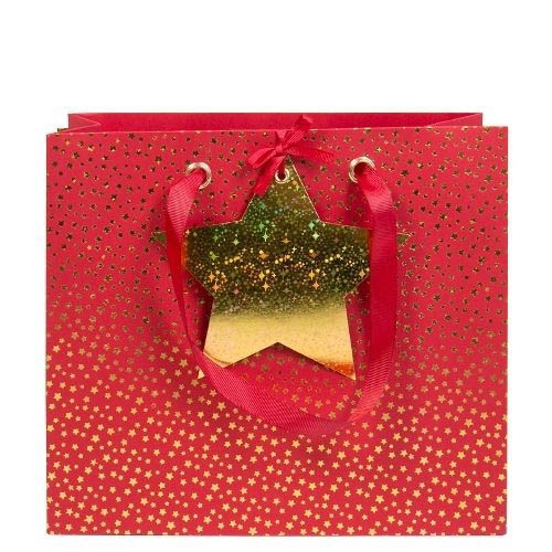 Rote Geschenktasche mit goldenen Sternchen Rote Geschenktasche mit goldenen Sternchen