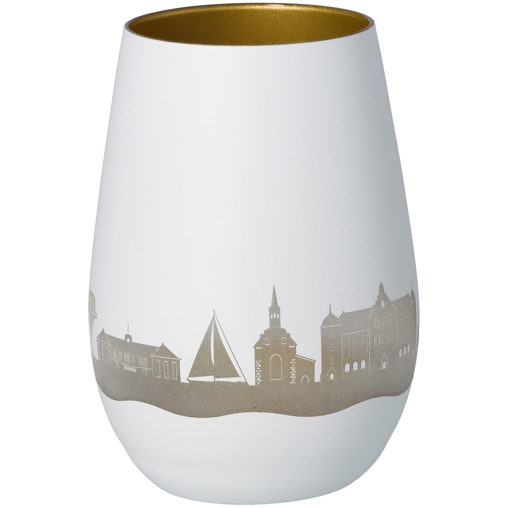 Windlicht Skyline Flensburg Weiß/Gold Windlicht Skyline Flensburg Weiß/Gold