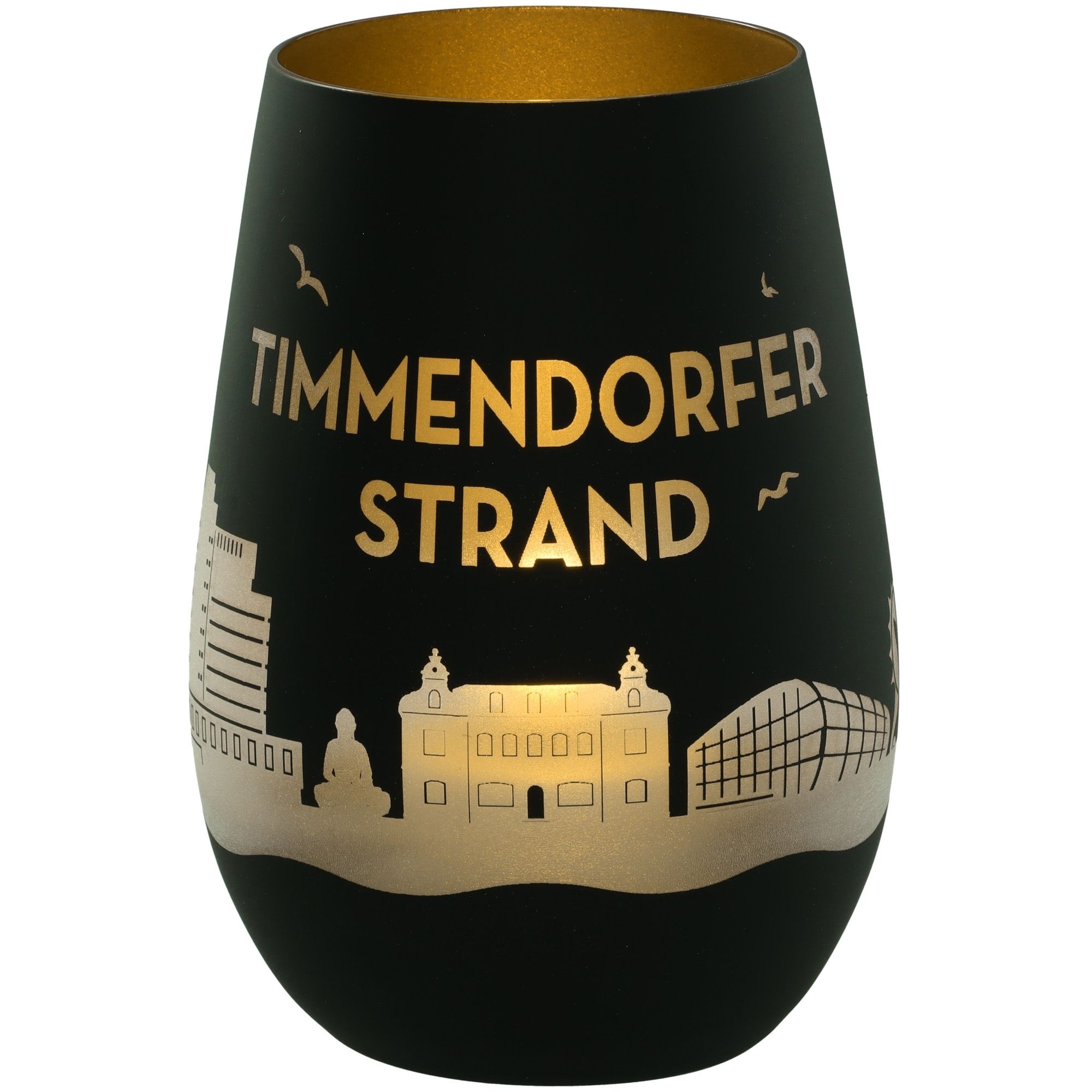 Windlicht Skyline Timmendorfer Strand Schwarz/Gold Windlicht Skyline Timmendorfer Strand Schwarz/Gold