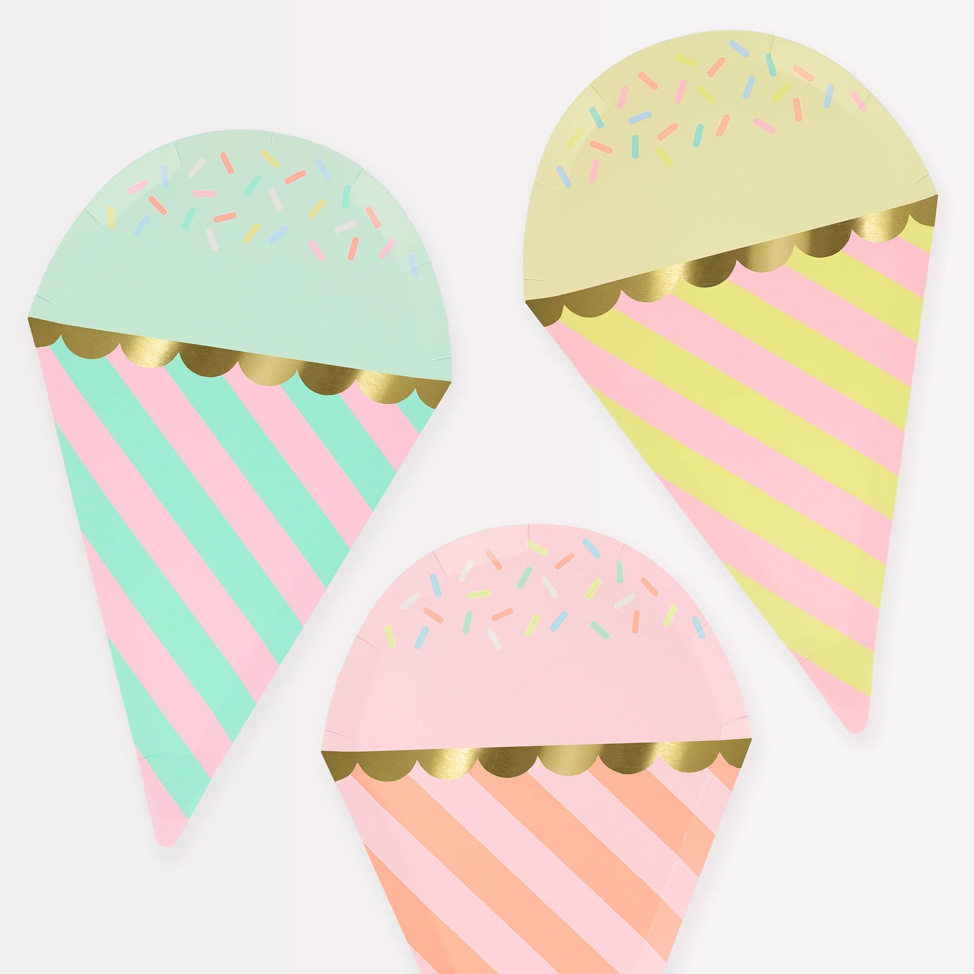 Meri Meri - 8 Pappteller "Eiscreme" Sahne, Nachtisch, Essen, Eiscreme, Kegel