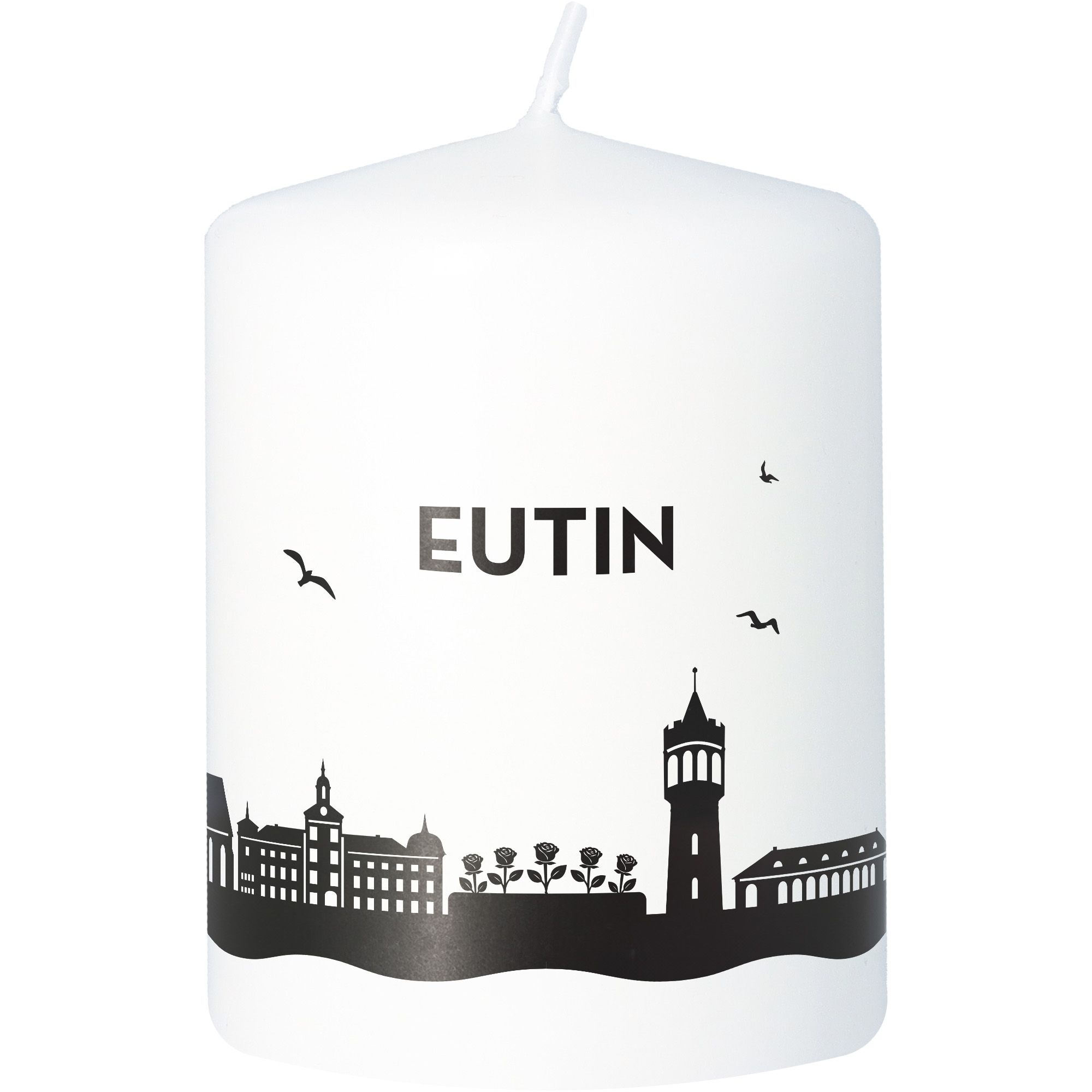 Stumpenkerze Skyline Eutin Weiß Tier, Vogel, Kerze