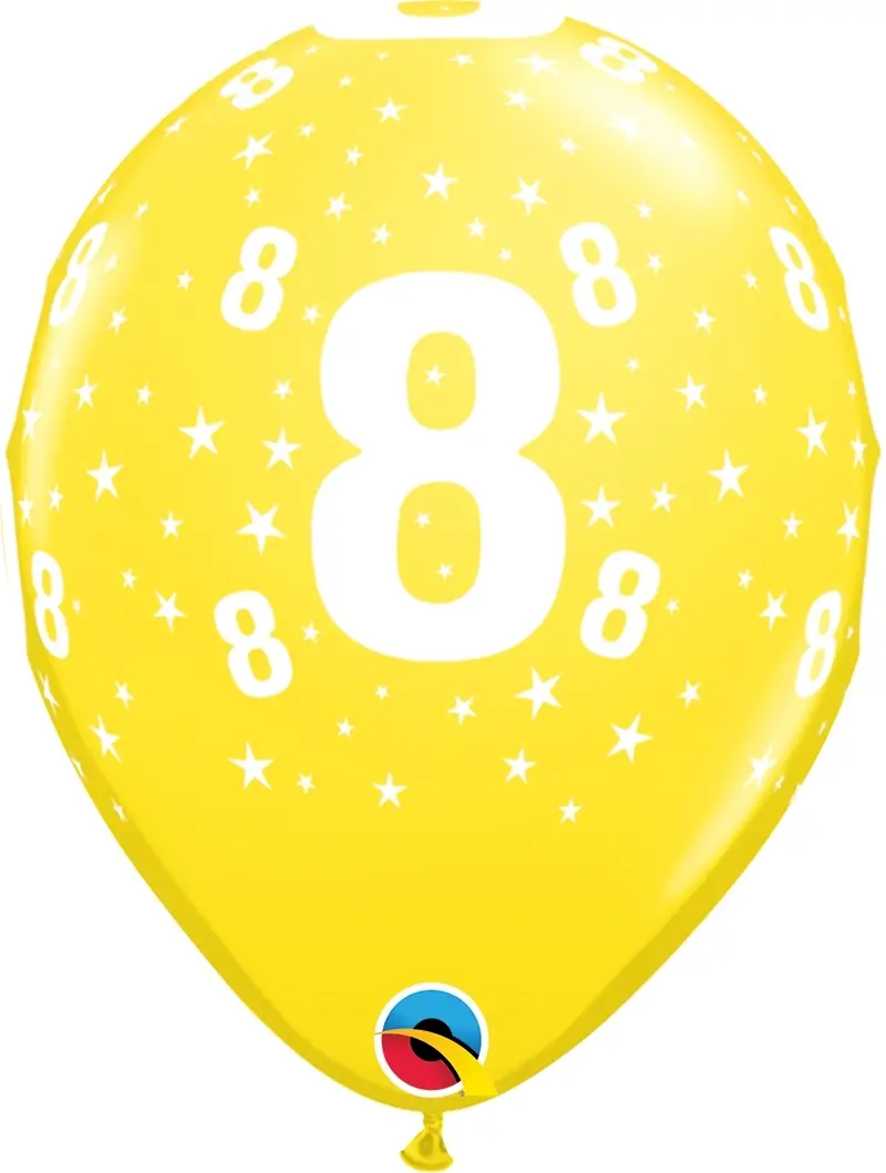 Qualatex Latexballon 8. Geburtstag verschiedene Farben Ø 30cm