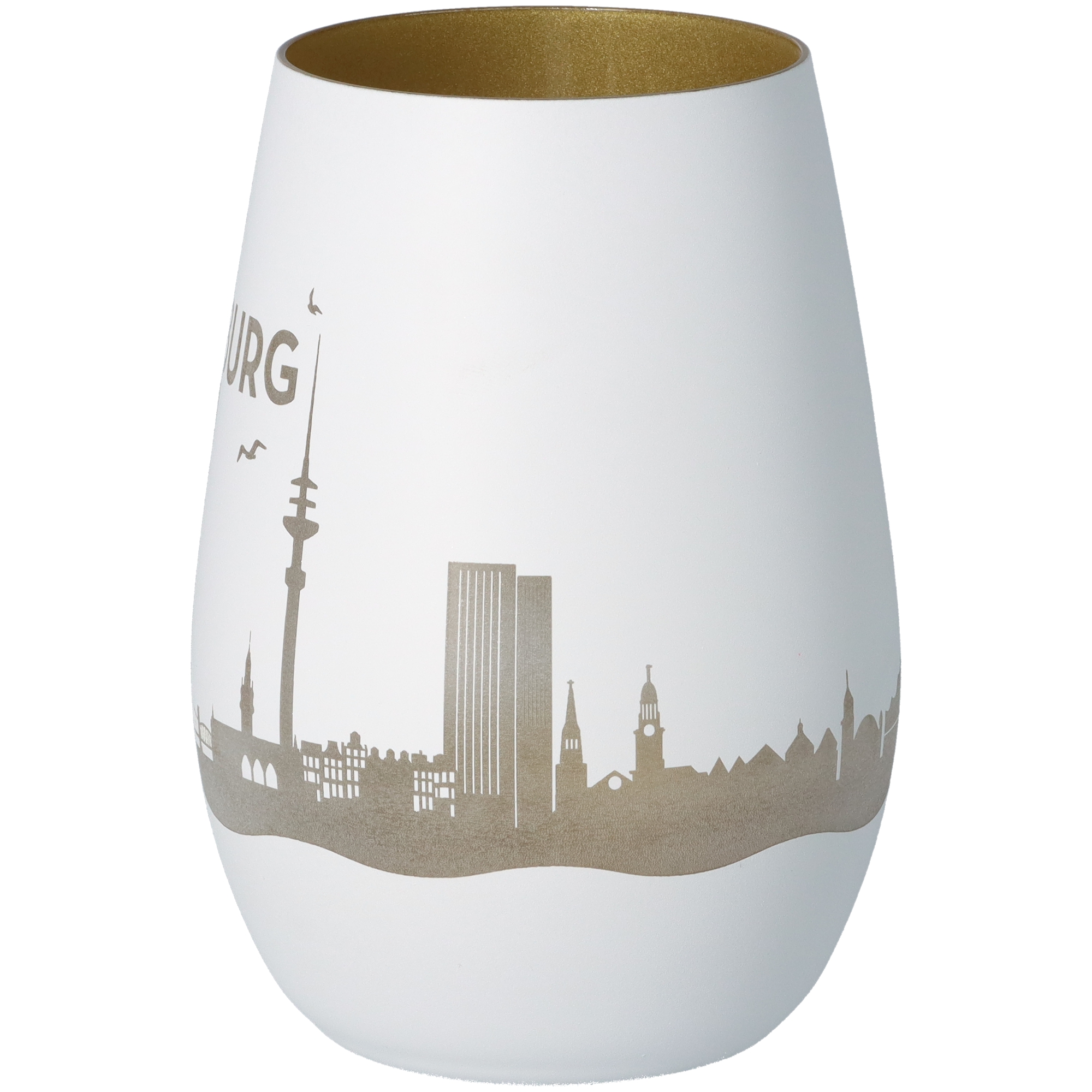 Windlicht Skyline Hamburg Weiß/Gold Windlicht Skyline Hamburg Weiß/Gold