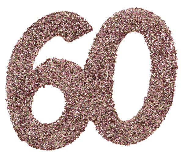 Glitzerkonfetti "60", Roségold, 6 Teile