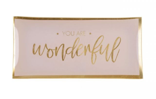 Glasteller "You are wonderful", Rosa/Gold - L Glasteller "You are wonderful", Rosa/Gold - L