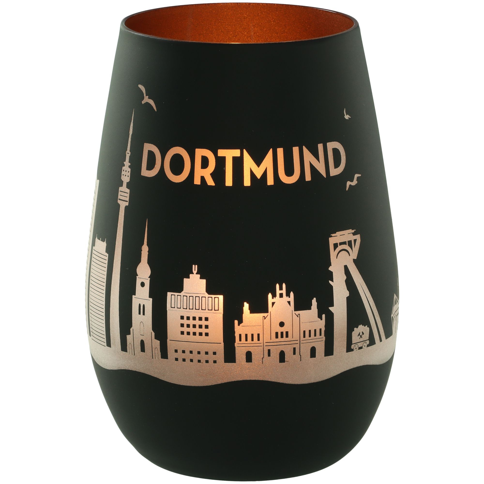 Windlicht Skyline Dortmund Schwarz/Bronze Windlicht Skyline Dortmund Schwarz/Bronze