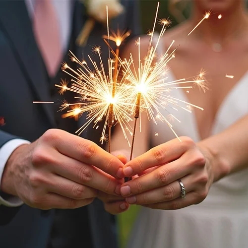 Sparklers, Hochzeit, Funken, Paar, Ring