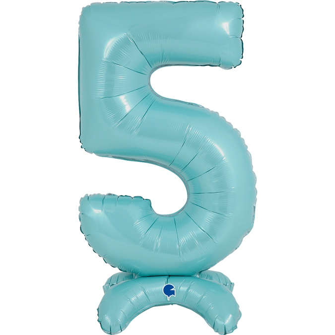 Folienballon Zahl 5 Pastell Blau, 65cm