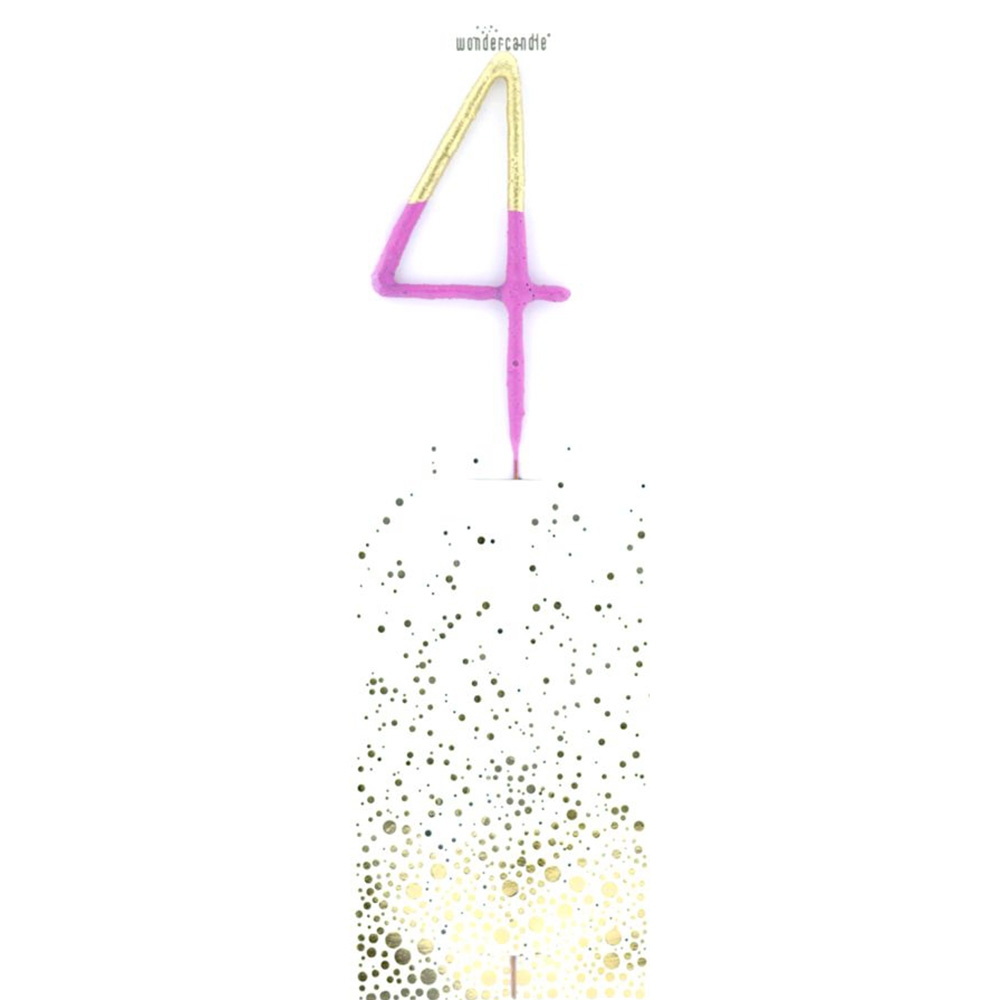 Wunderkerze Zahl "4" Gold/Pink Wunderkerze Zahl "4" Gold/Pink