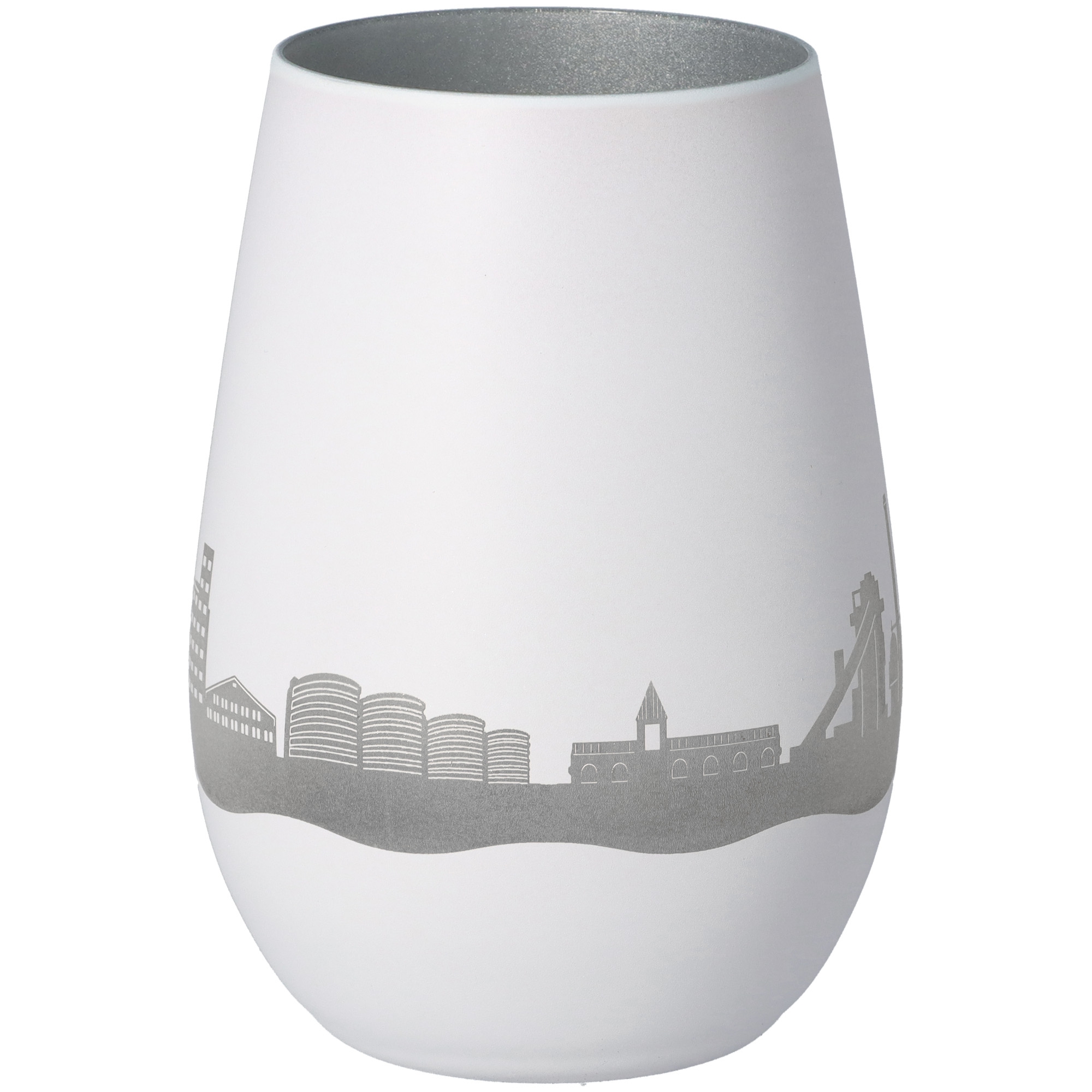 Windlicht Skyline Duisburg Weiß/Silber Windlicht Skyline Duisburg Weiß/Silber