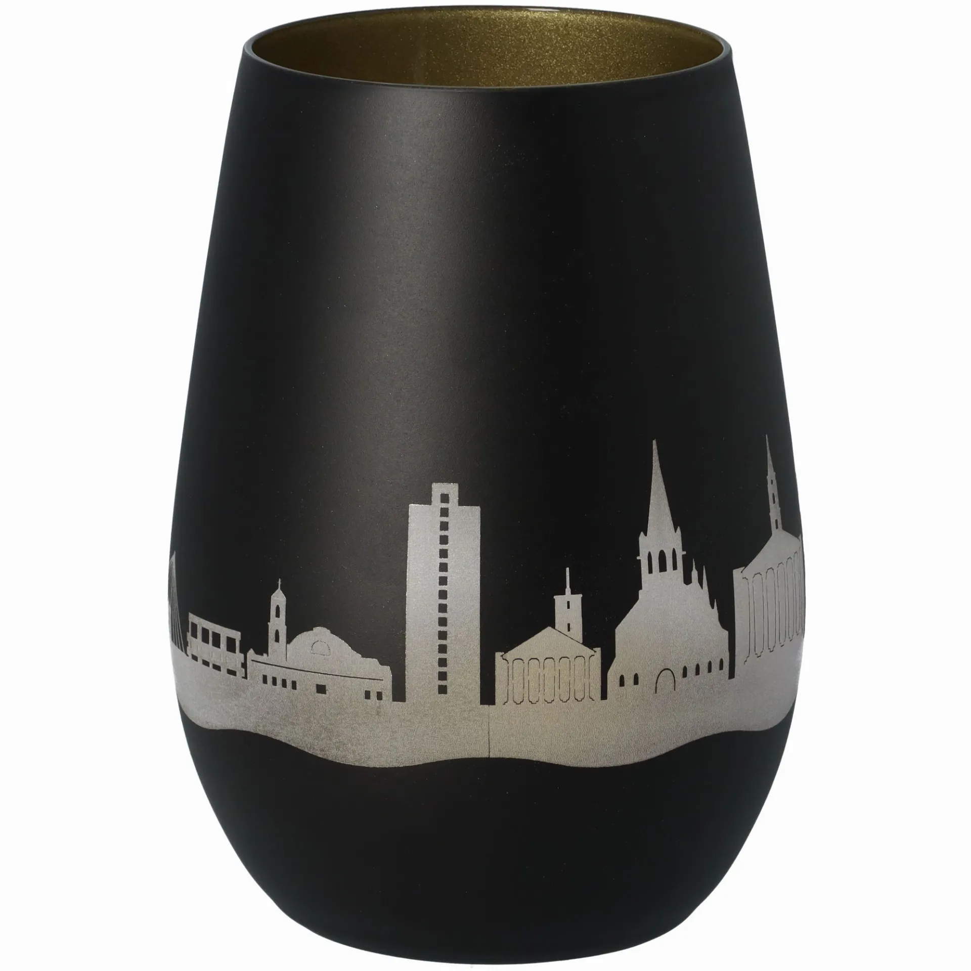 Windlicht Skyline Karlsruhe Schwarz/Gold