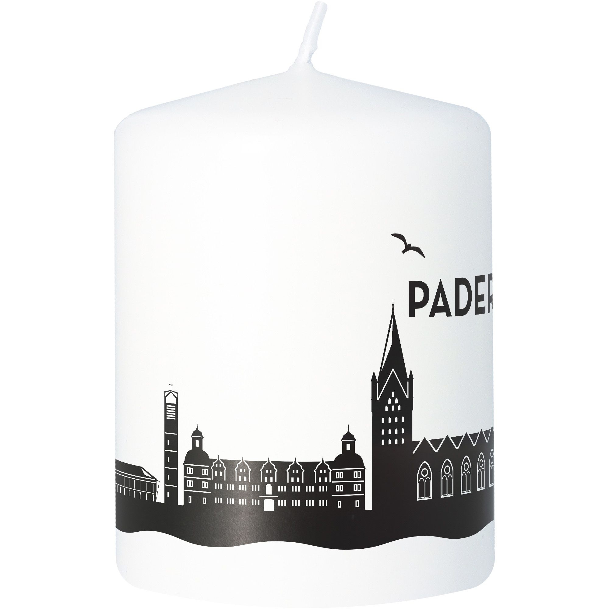 Stumpenkerze Skyline Paderborn Weiß Stumpenkerze Skyline Paderborn Weiß