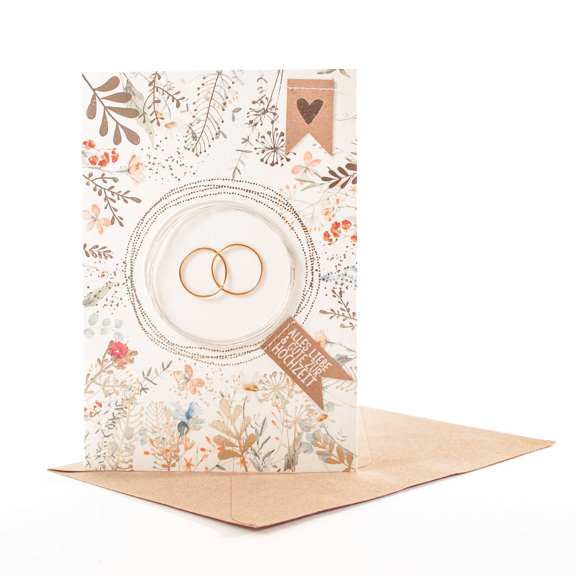 70ac13d42465ccc8ceba4863aa7eca885faff0d5 Hochzeitsblumen Karte "Goldene Ringe"