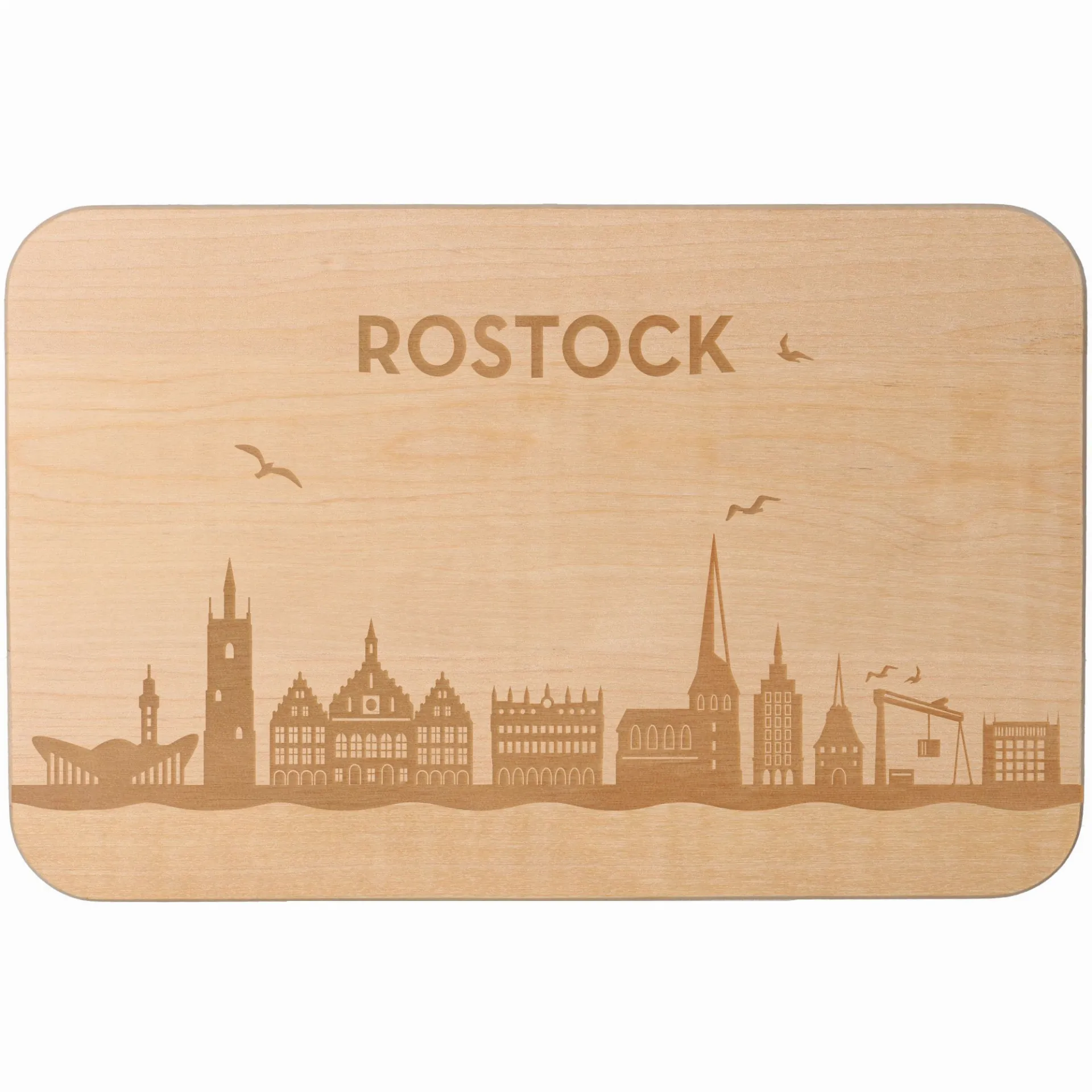 Frühstücksbrett Skyline Rostock 23cm x 15cm x 1cm