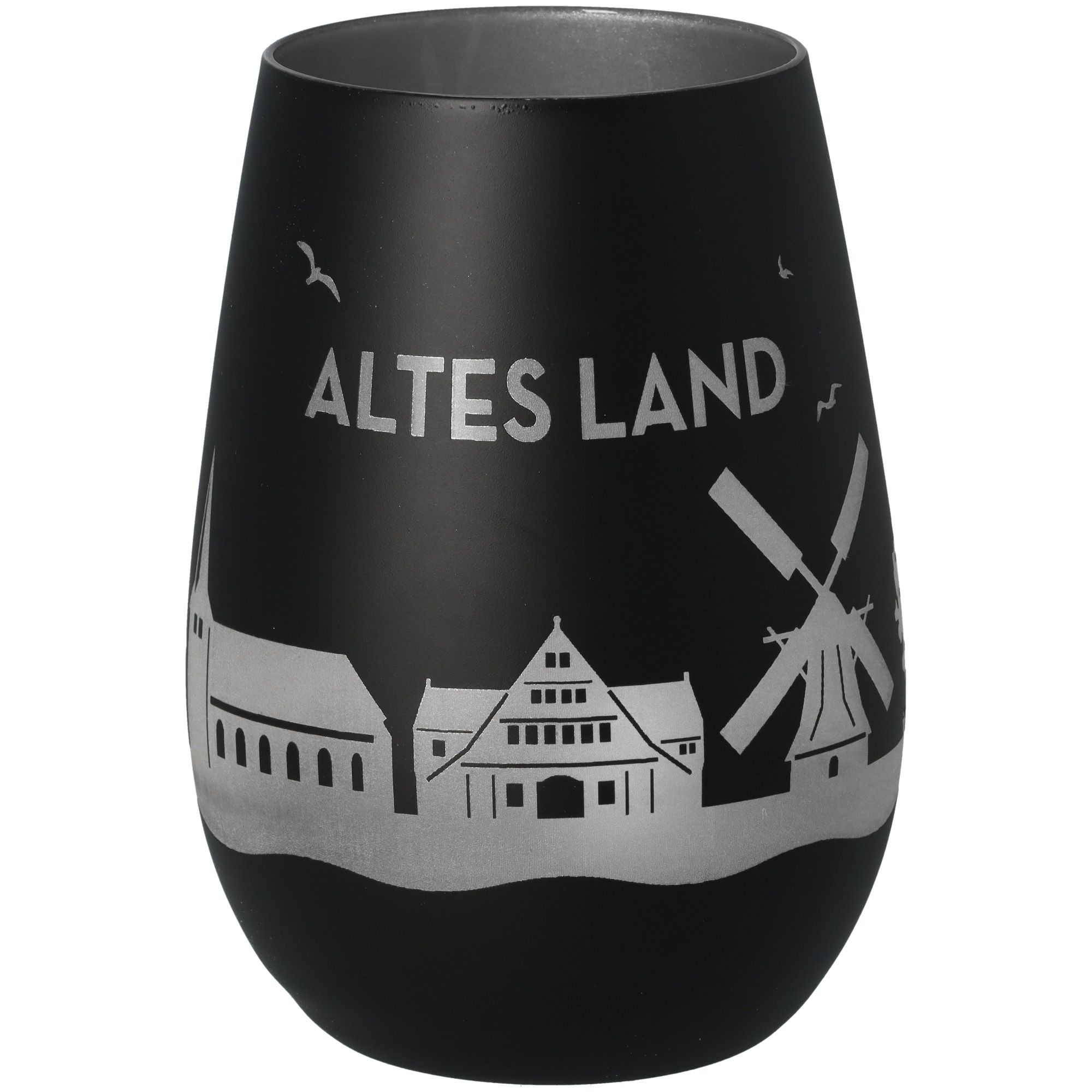 Windlicht Skyline Altes Land Schwarz/Silber Krug, Töpferei, Vase