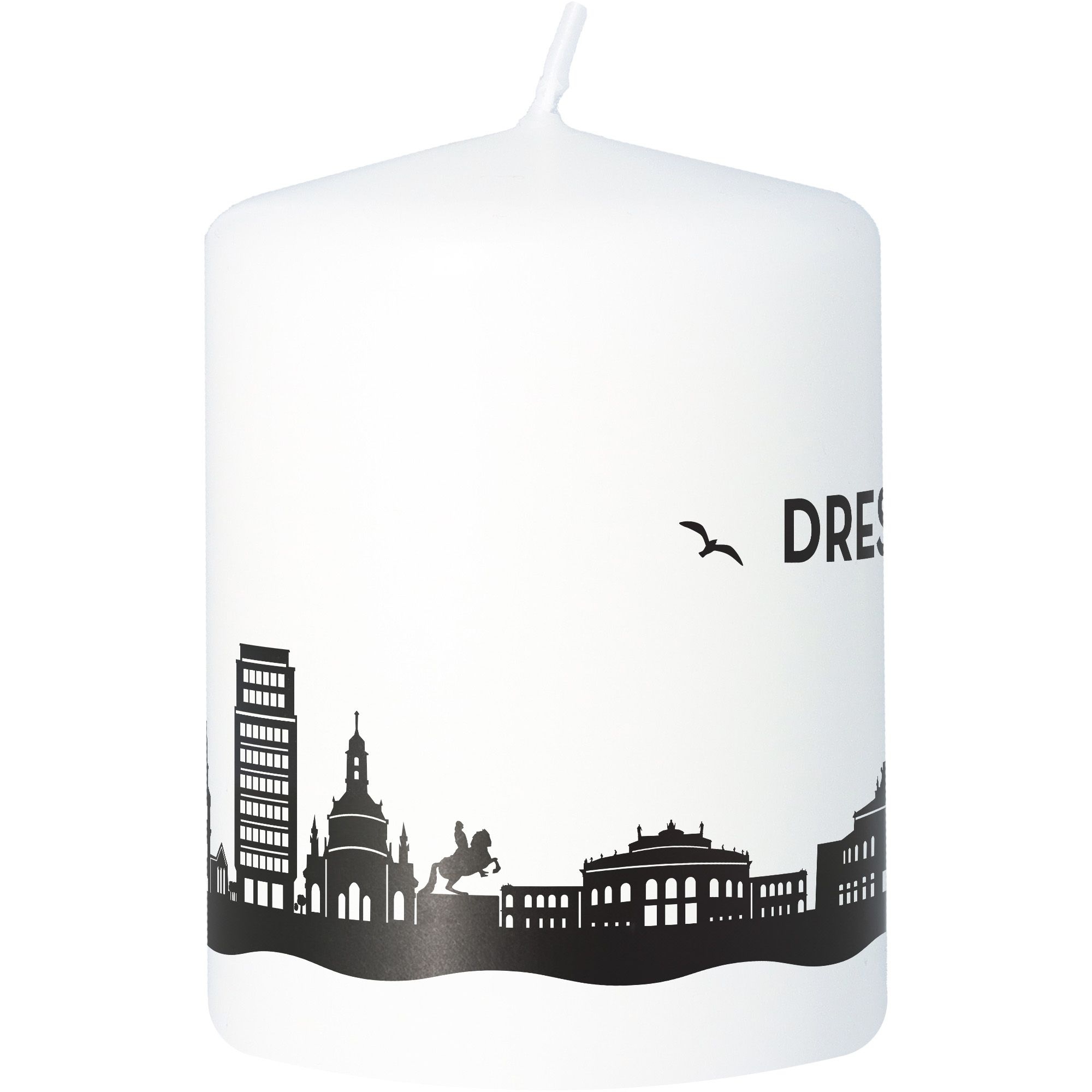 Stumpenkerze Skyline Dresden Weiß Tier, Vogel, Kerze