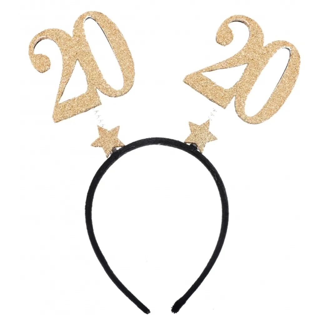 Glitzerhaarreifen zum 20. Geburtstag, Gold/Schwarz