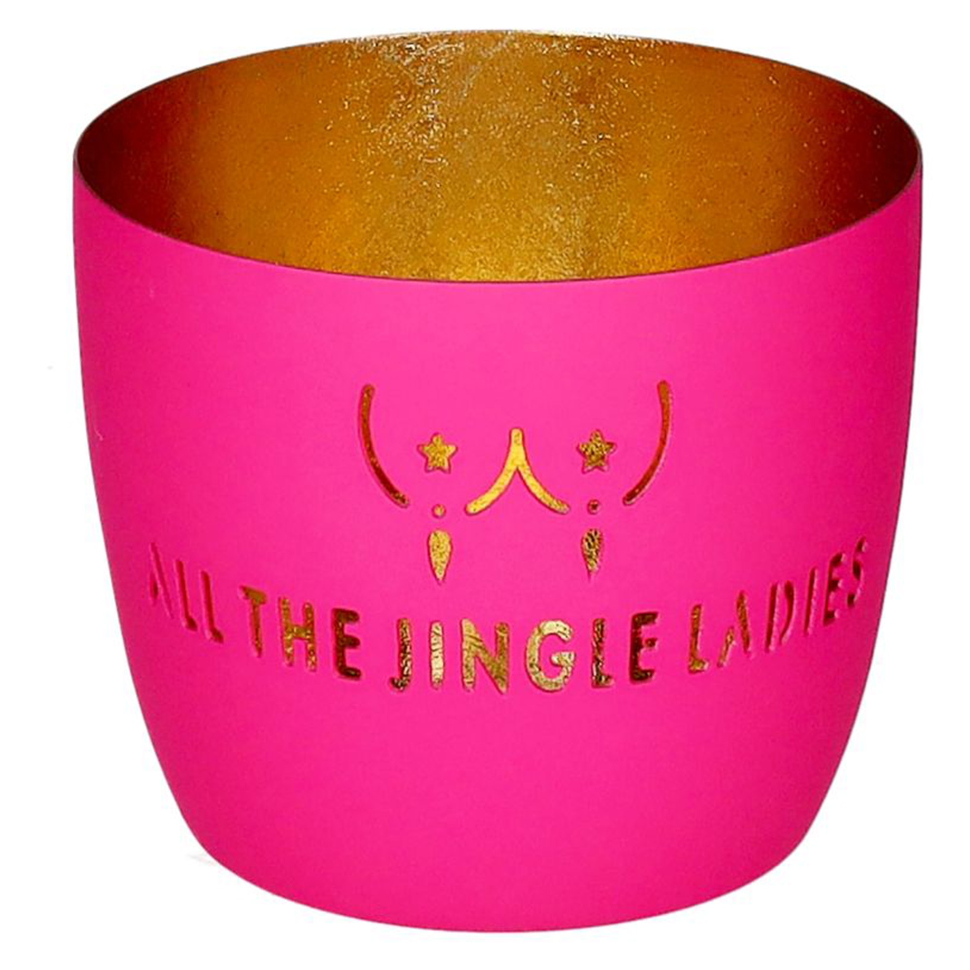 Madras Windlicht "All the jingle ladies", Pink/Gold - M Krug, Tasse, Töpferei