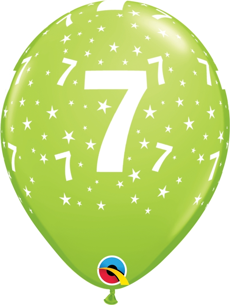 Qualatex Latexballon 7. Geburtstag verschiene Farben Ø 30cm