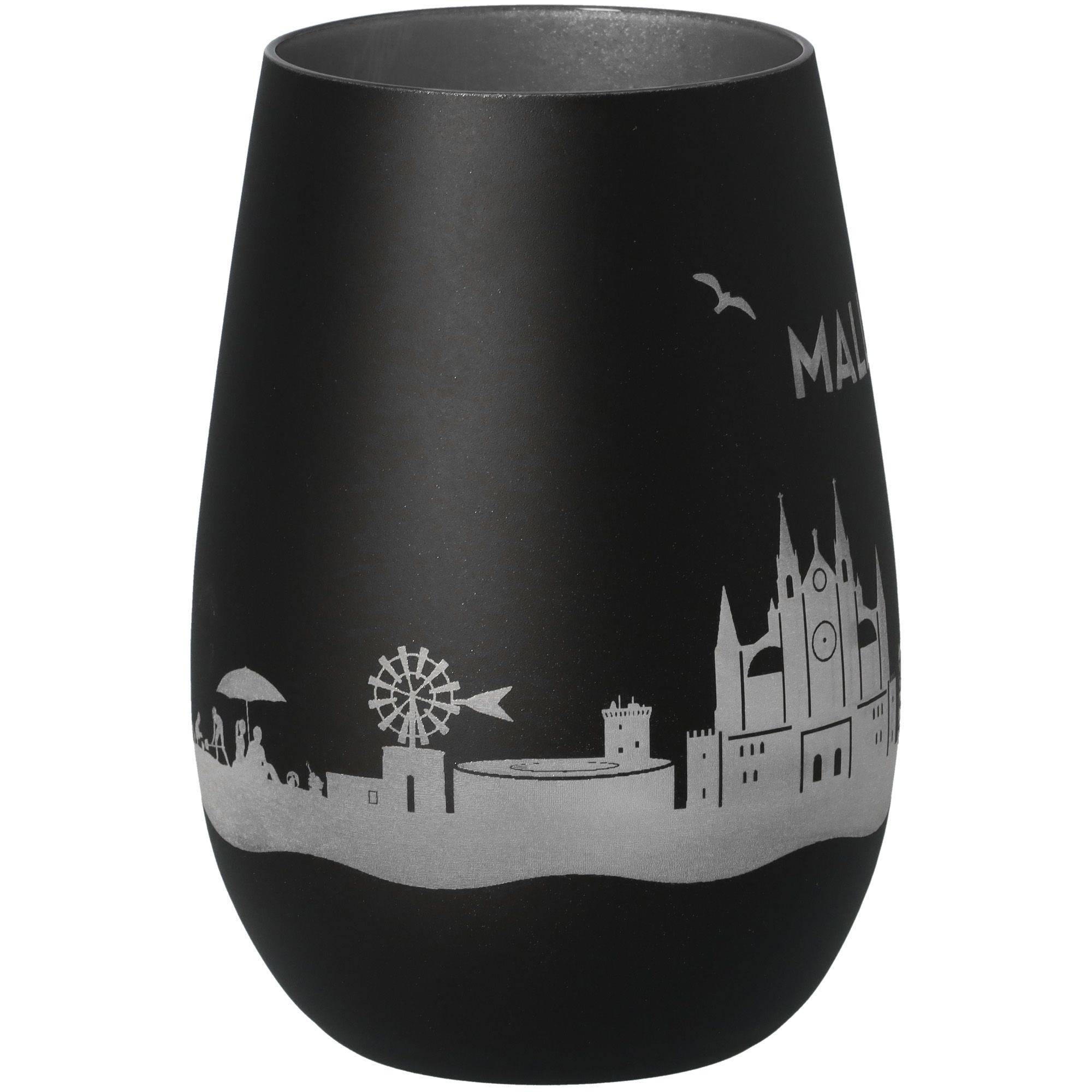 Windlicht Skyline Mallorca Schwarz/Silber Töpferei, Krug, Vase