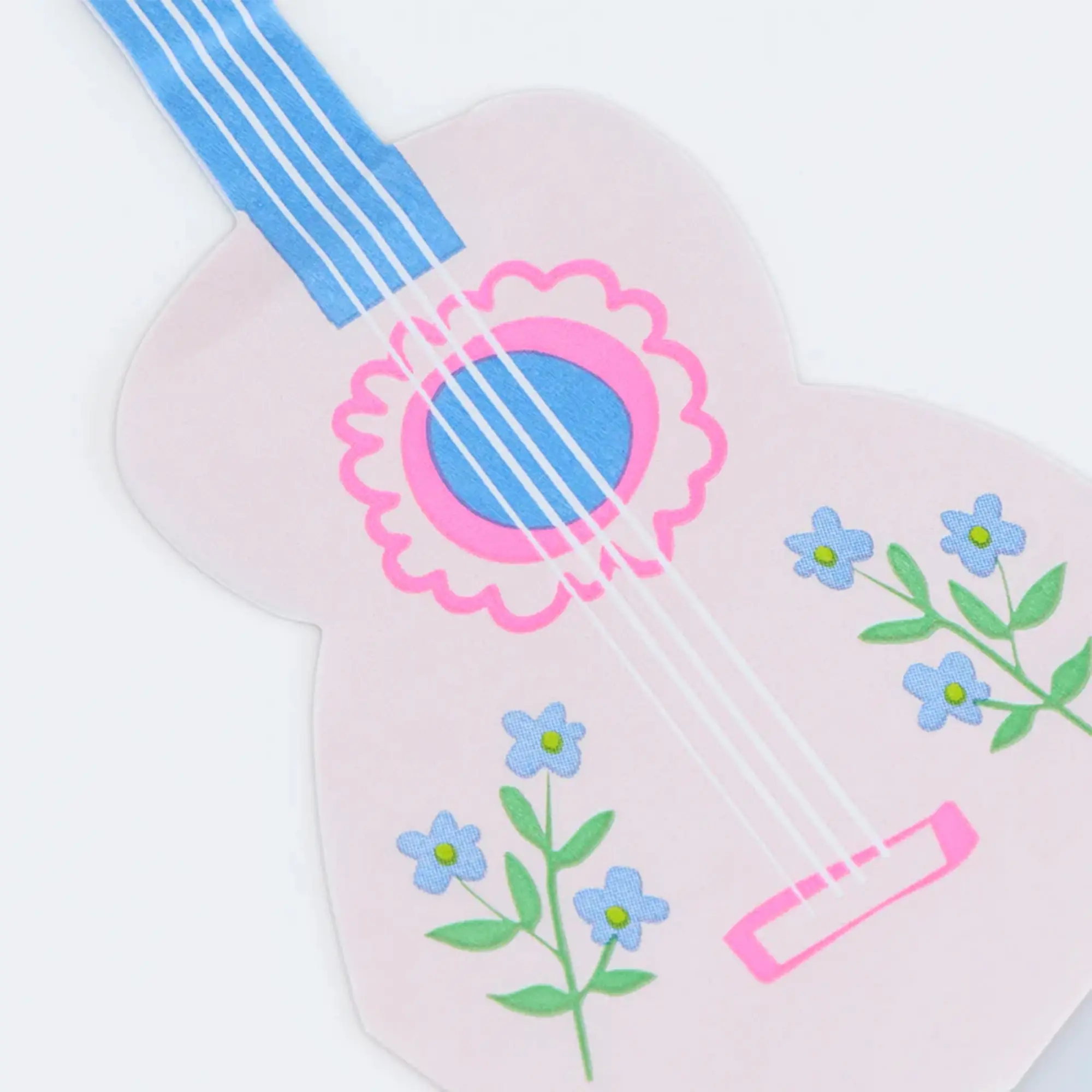 Kindergarten-Gitarre, Pappe-Gitarre, rosa, Blumenmuster, Saiten-Gitarre