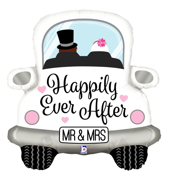 Folienballon Hochzeitsauto Mr & Mrs Happily Ever After 79 cm