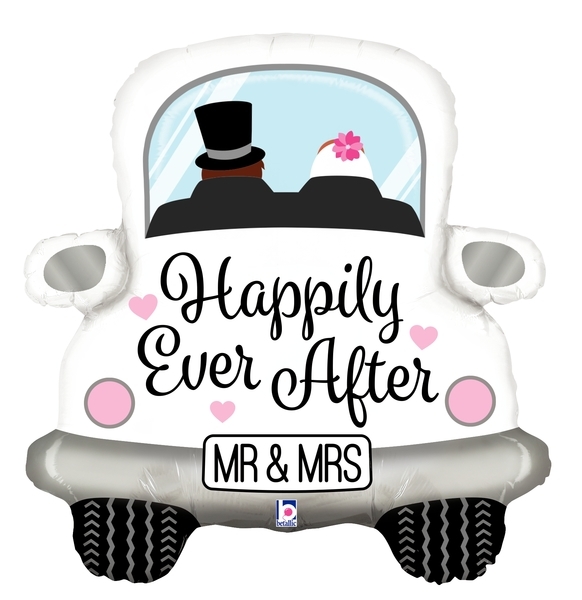 Folienballon Hochzeitsauto Mr & Mrs Happily Ever After 79 cm Folienballon Hochzeitsauto Mr & Mrs Happily Ever After 79 cm