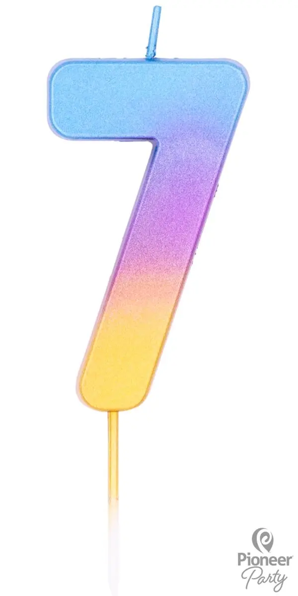 Zahlenkerze "7", Regenbogen