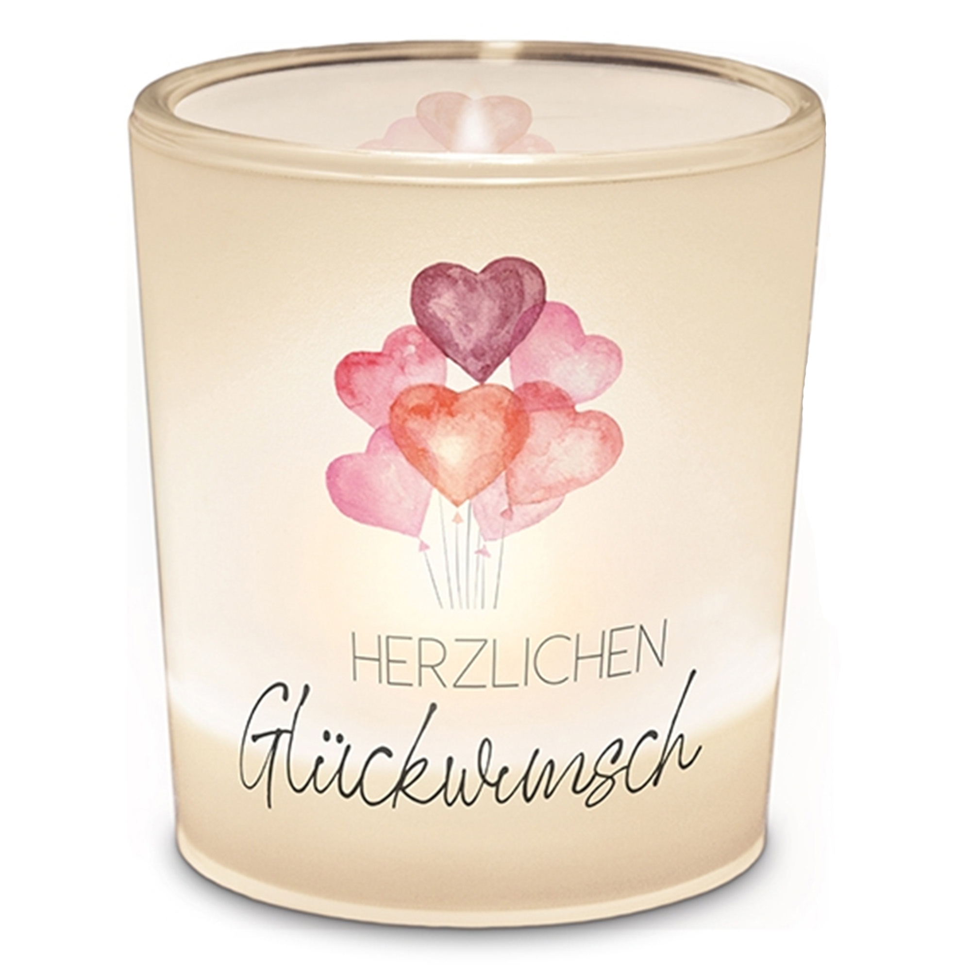 Teelichtglas "Herzlichen Glückwunsch"