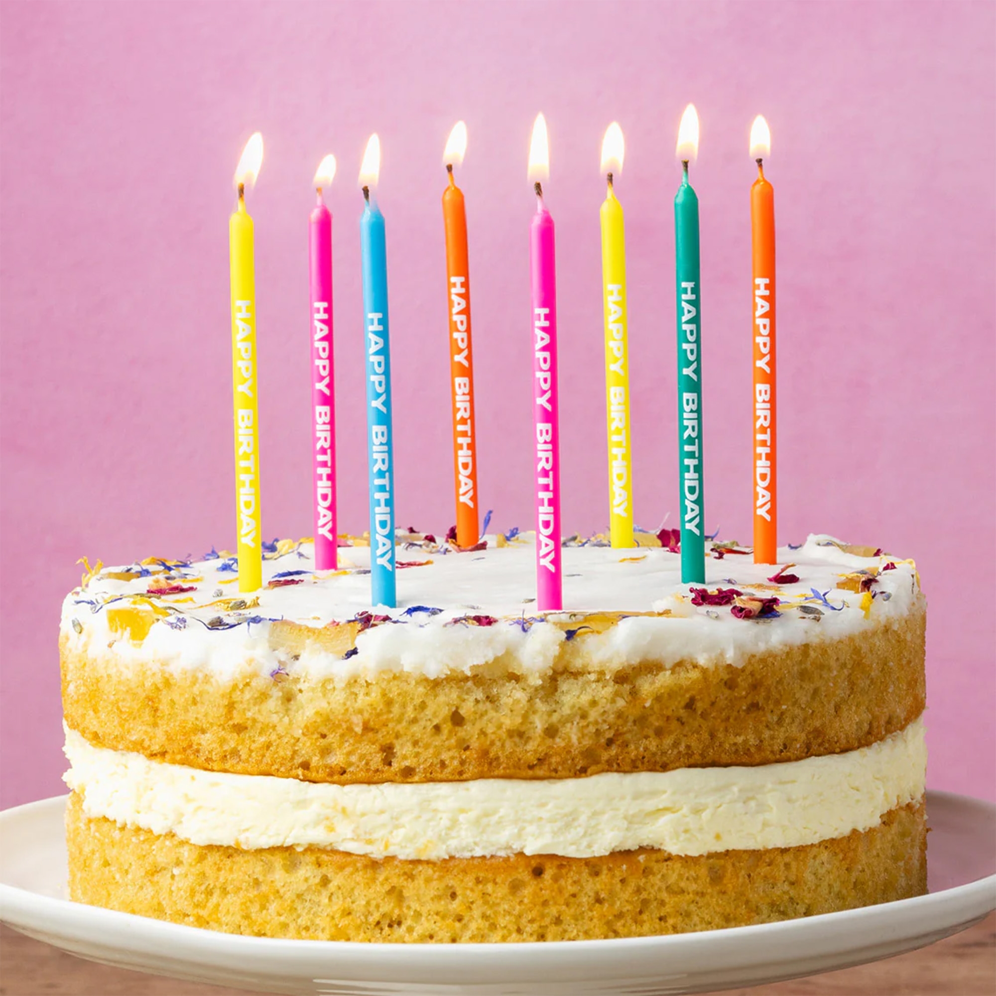 24 Kuchenkerzen "Happy Birthday" Geburtstagstorte, Torte, Sahne, Nachtisch, Essen