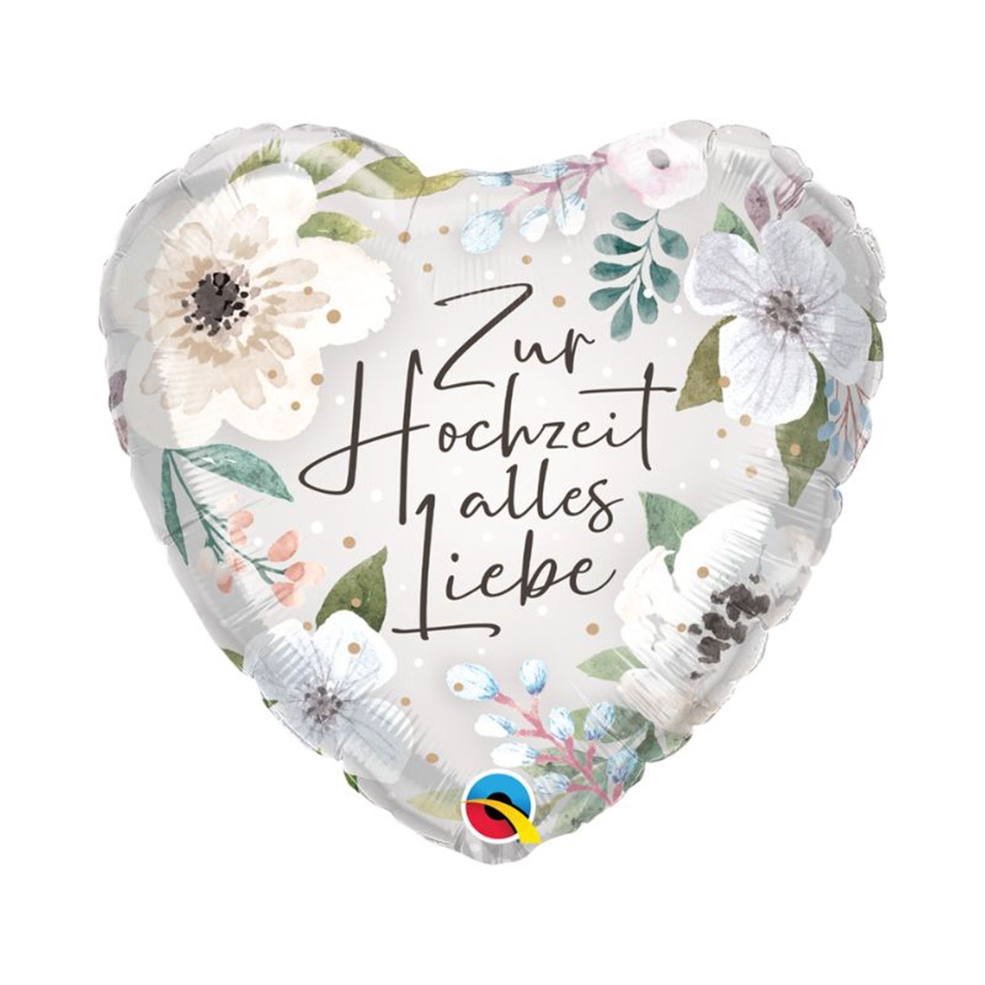Folienballon Floral "Zur Hochzeit alles Liebe" 45cm Windel