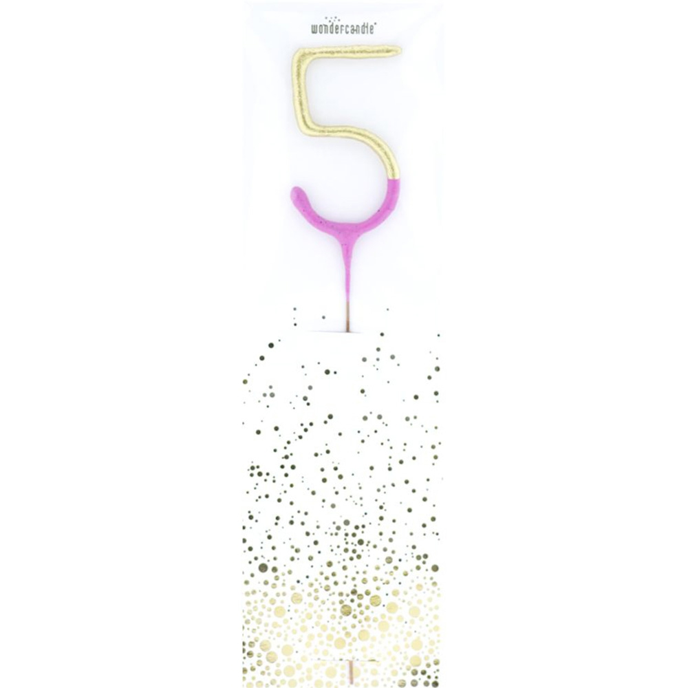 Wunderkerze Zahl "5" Gold/Pink