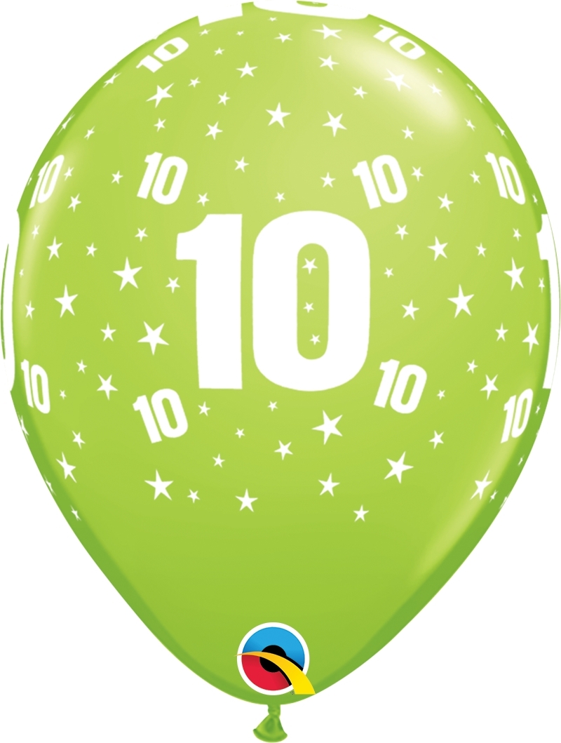 Qualatex Latexballon 10. Geburtstag verschiedene Farben Ø 30cm