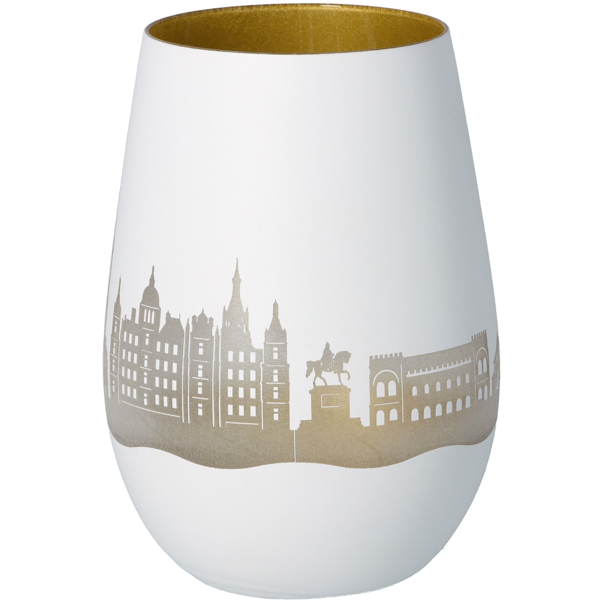 Windlicht Skyline Schwerin Weiß/Gold Windlicht Skyline Schwerin Weiß/Gold