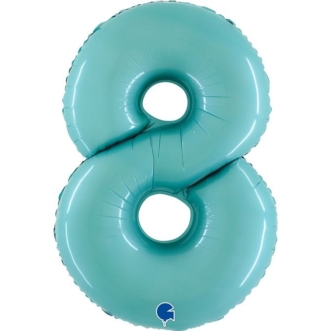 Folienballon Zahl 8 Pastell Türkis 100cm