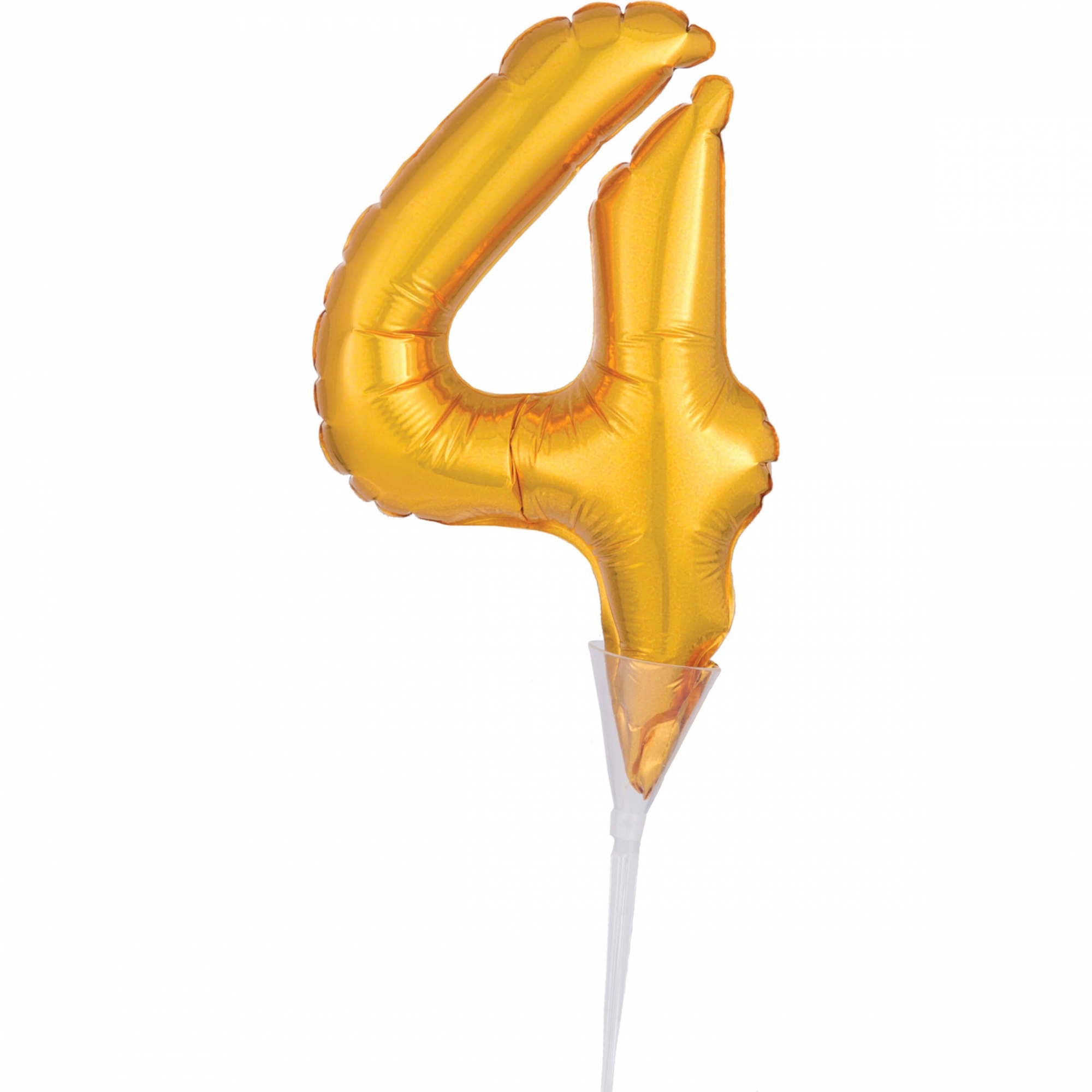 Folienballon Zahl 4 Gold ca. 15cm
