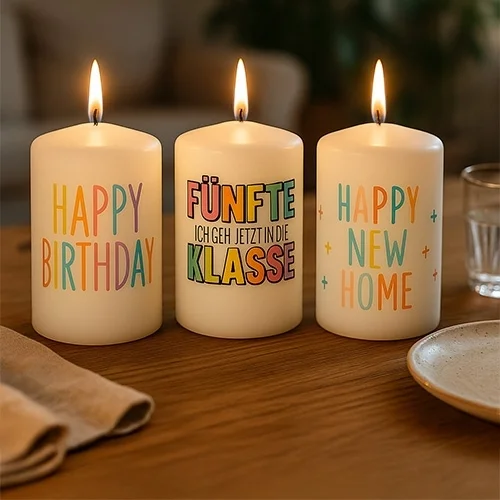 Kerzen, Geburtstag, Tischdekoration, Beschriftete Kerzen, Satzkerzen