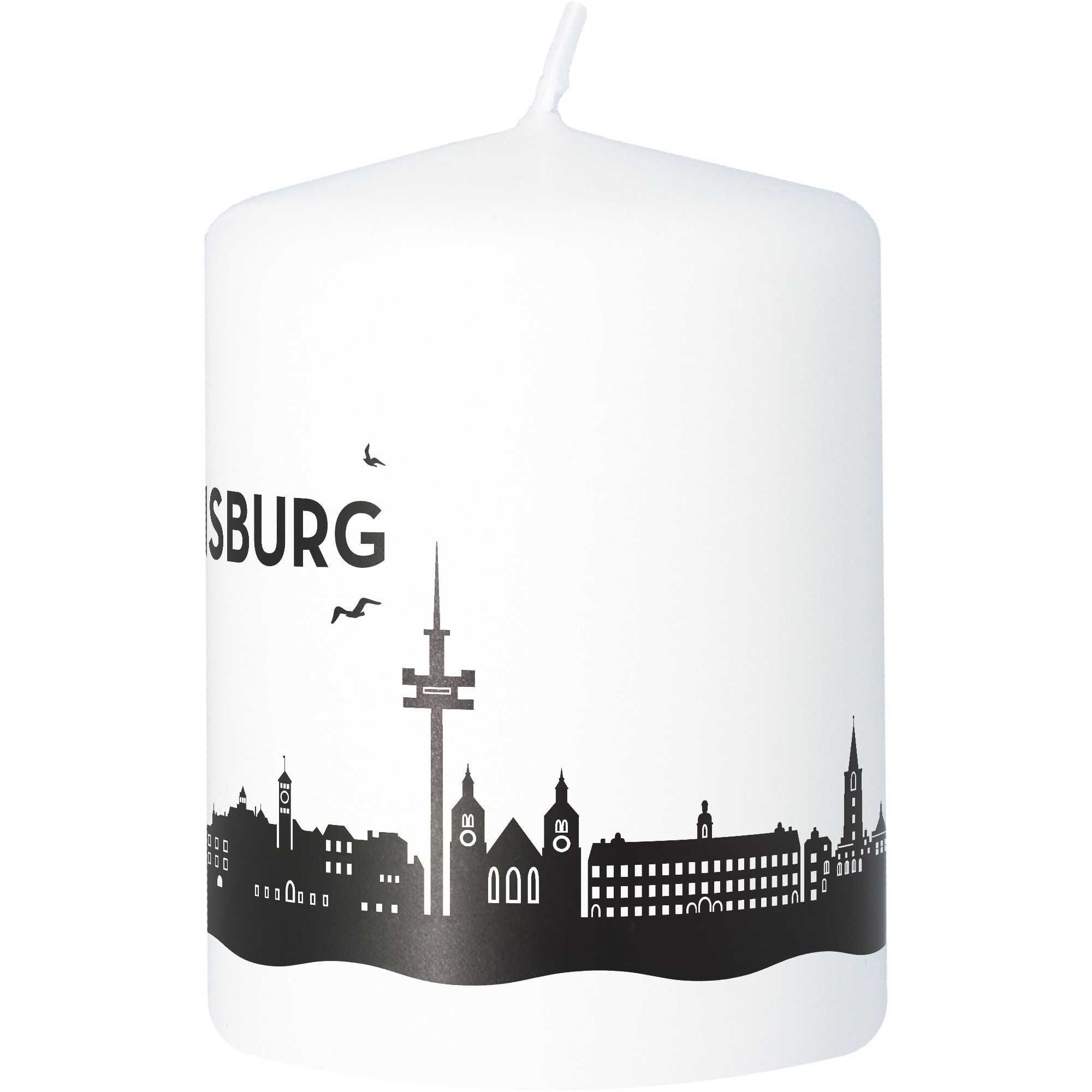 Stumpenkerze Skyline Regensburg Weiß Stumpenkerze Skyline Regensburg Weiß