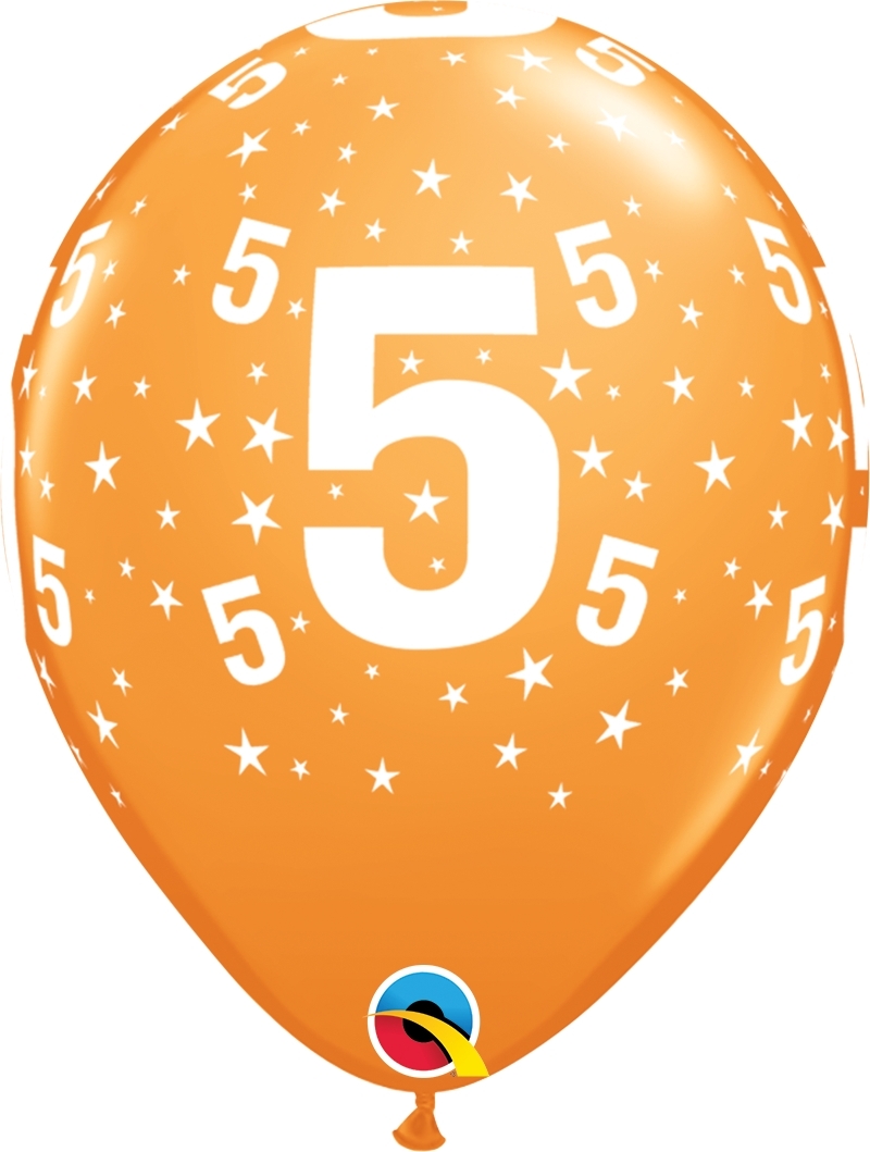 Qualatex Latexballon 5. Geburtstag verschiedene Farben Ø 30cm