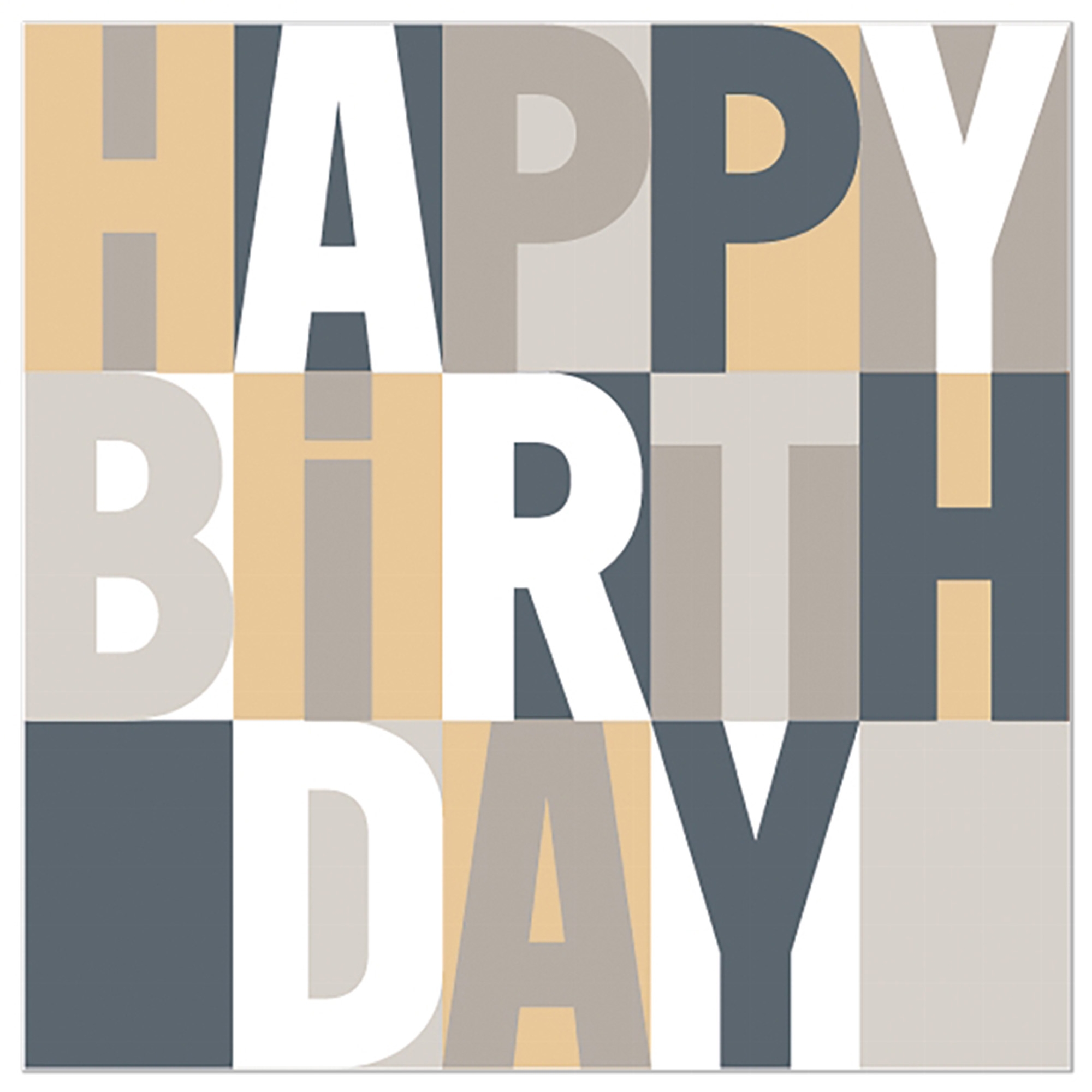 20 Servietten "Happy Birthday" Creme Kunst, Collage, Text