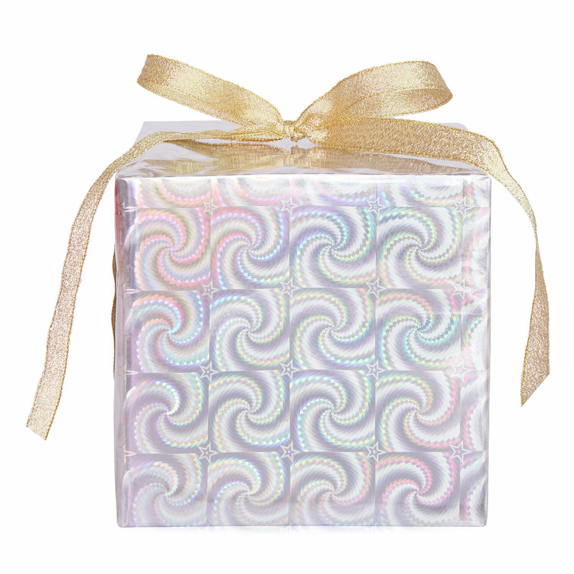 Geschenkpapier auf Rolle, "Holographisch mit Sternen" Silber 2m Zubehor, Tasche, Handtasche