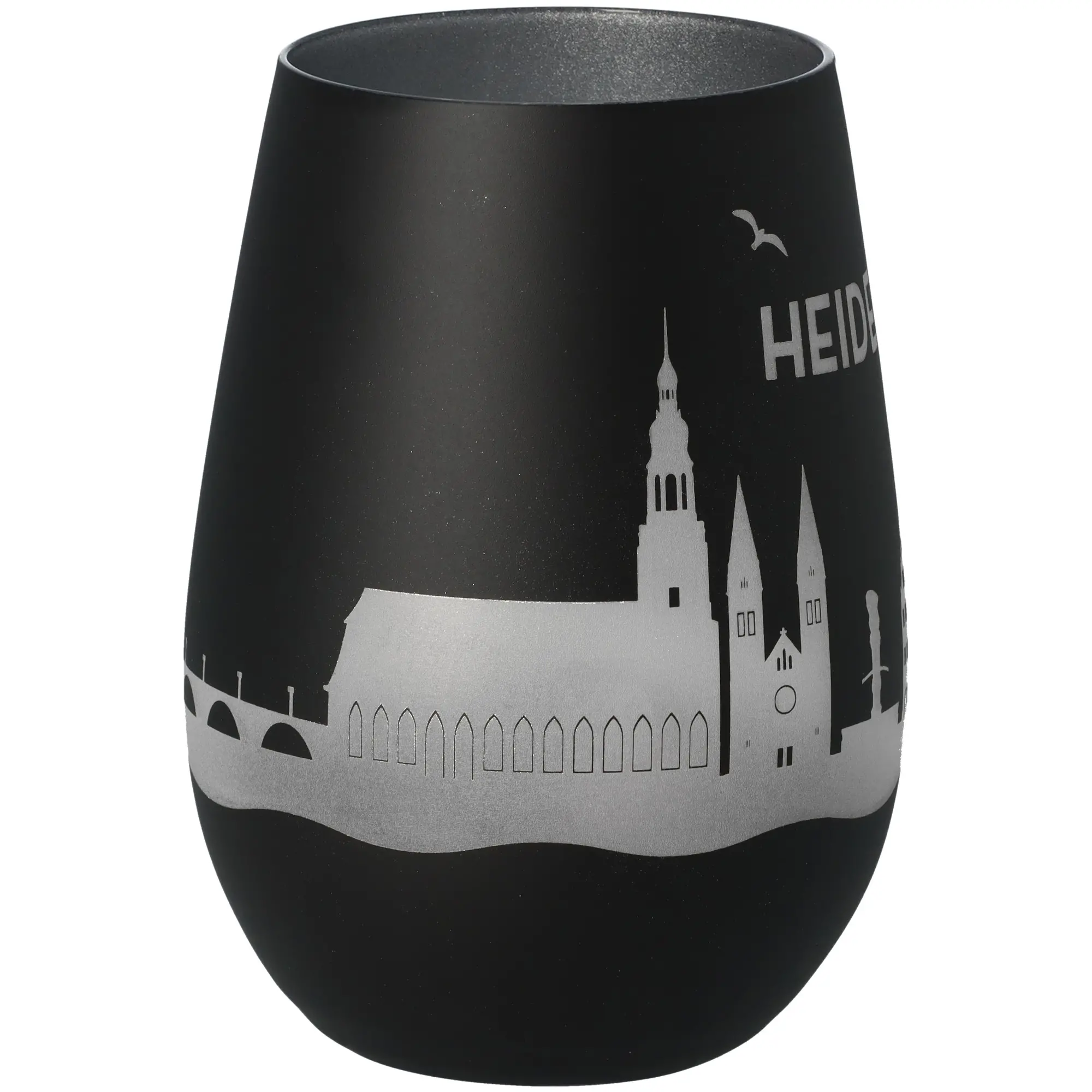 Windlicht Skyline Heidelberg Schwarz/Silber