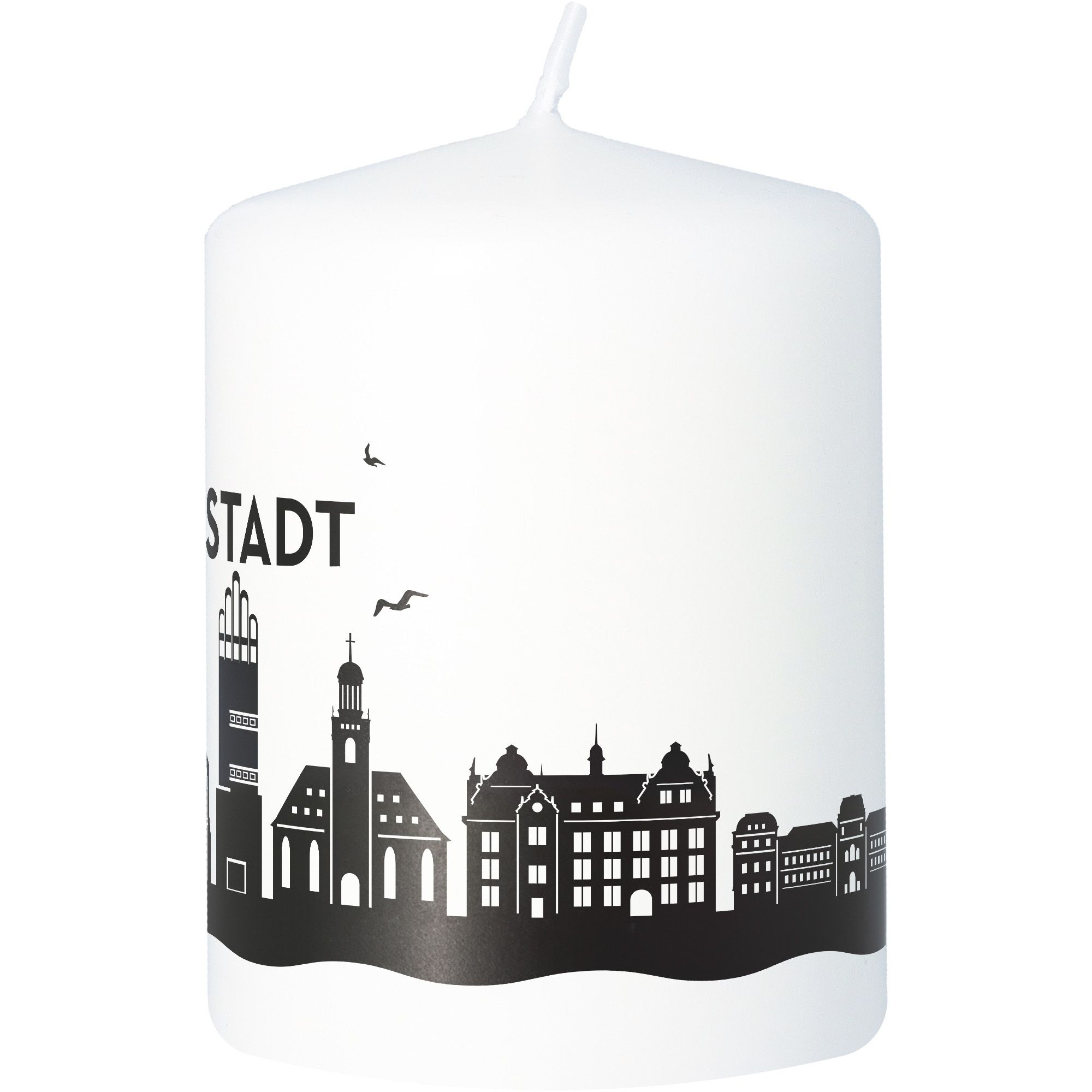 Stumpenkerze Skyline Darmstadt Weiß Stumpenkerze Skyline Darmstadt Weiß