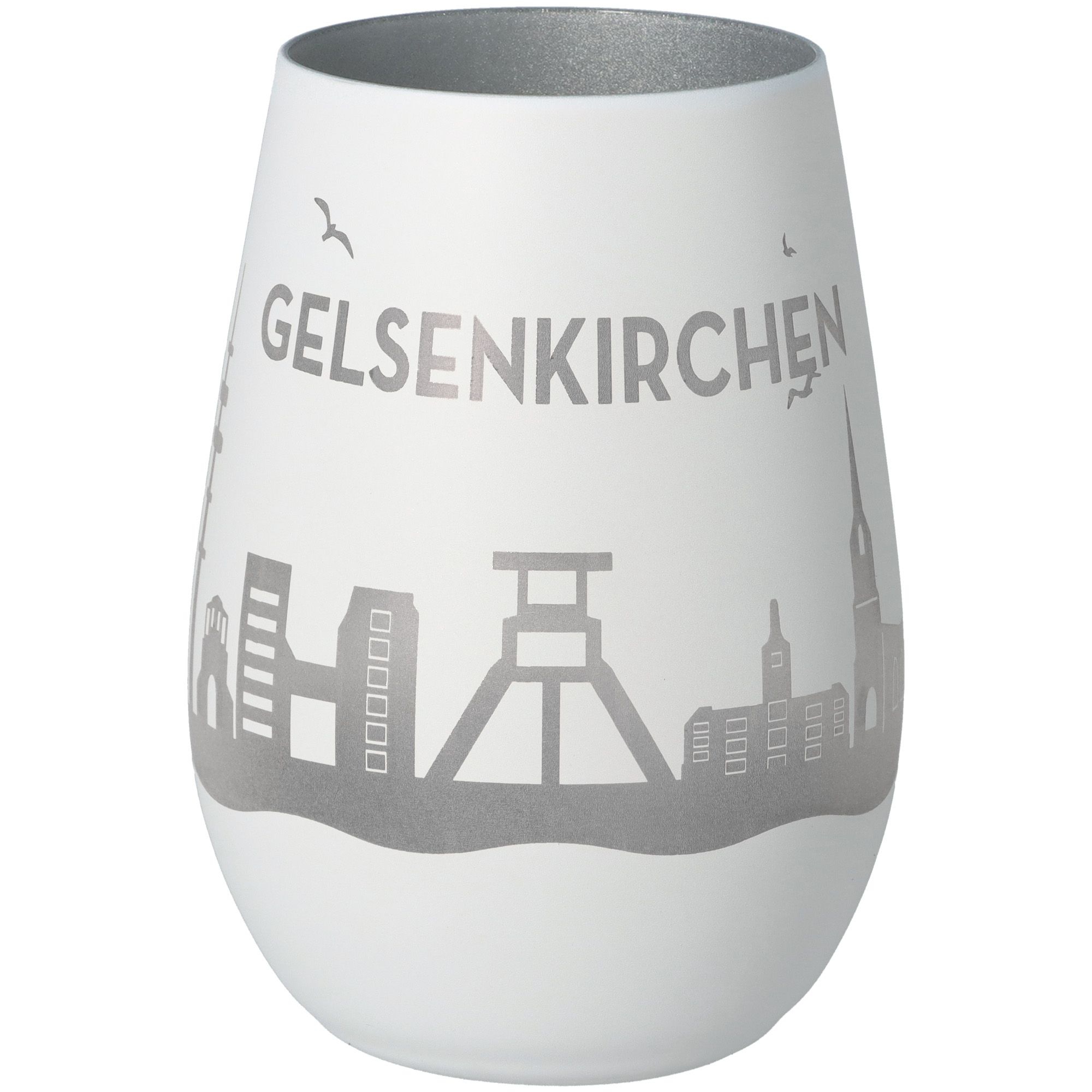 Windlicht Skyline Gelsenkirchen Weiß/Silber