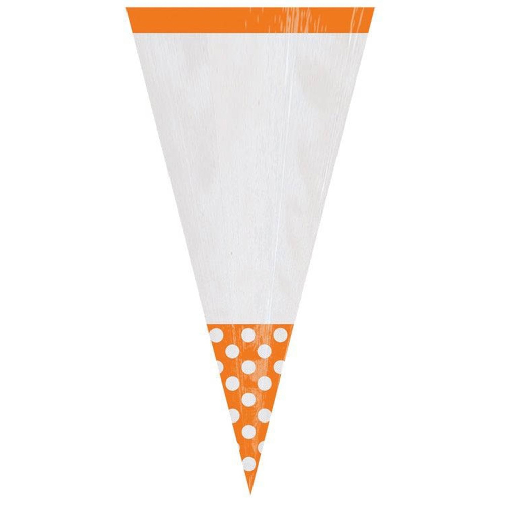 Orange - 10 Polka Dots Süßigkeiten Spitztüten Kegel