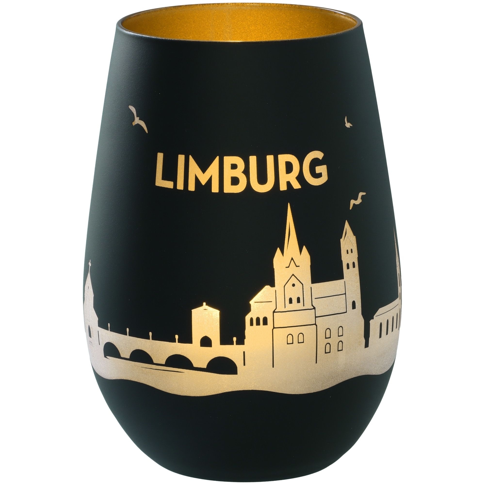 Windlicht Skyline Limburg Schwarz/Gold Krug, Töpferei