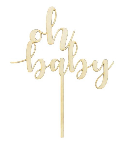 Cake Topper aus Holz "Oh Baby"