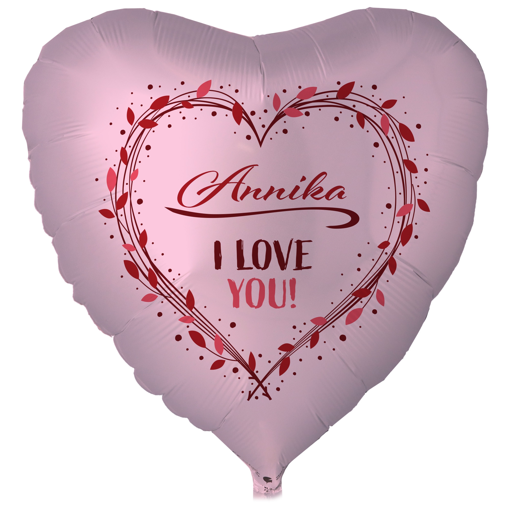 Folienballon Herz Satin Pastell Pink mit "NAME I love you" Ballon, Herz