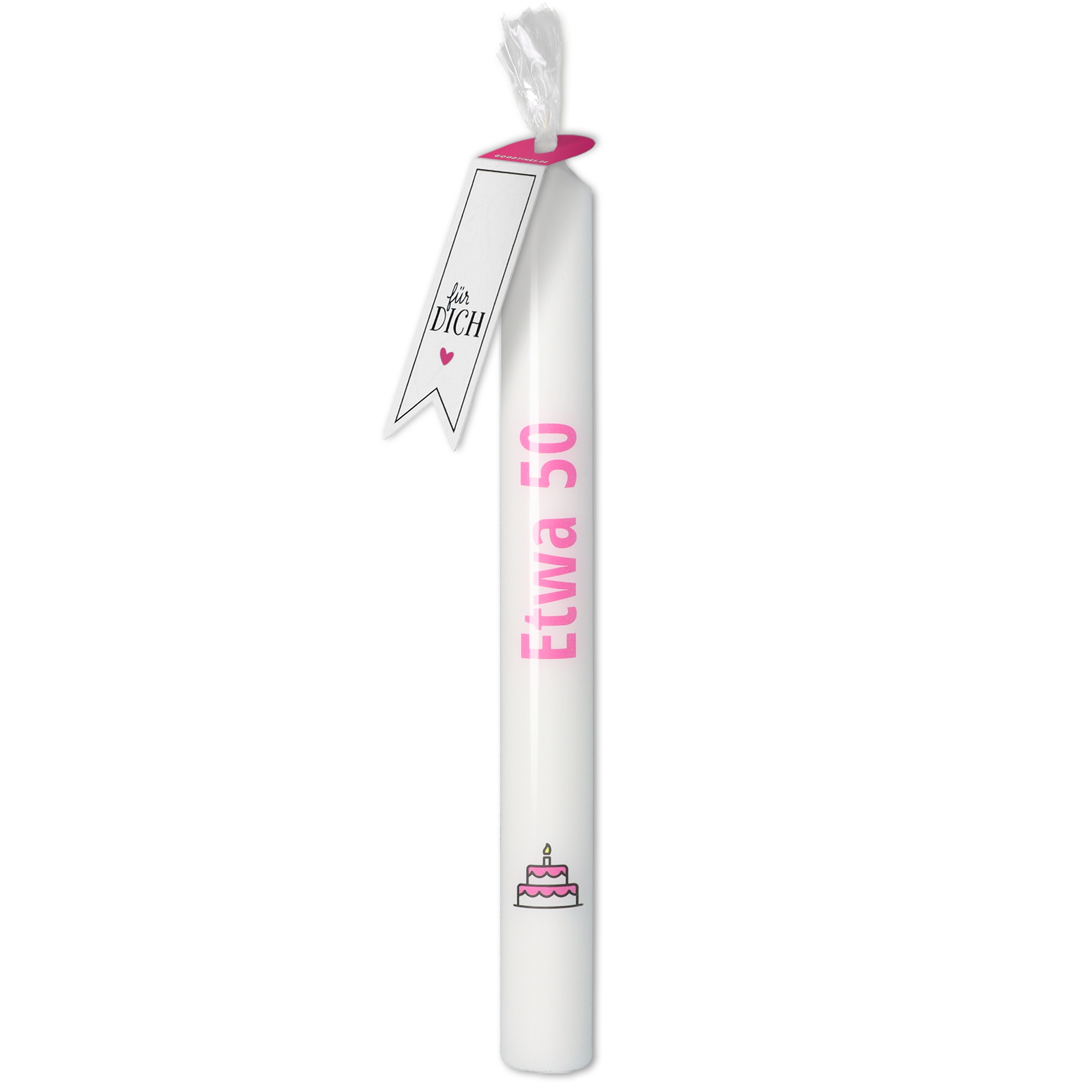 Stabkerze Weiß, Pink "Etwa 50" Stabkerze Weiß, Pink "Etwa 50"
