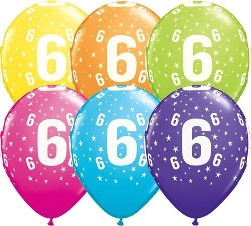 Qualatex Latexballon 6. Geburtstag verschiedene Farben Ø 30cm
